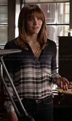 Paige's ombre plaid blouse on Scorpion