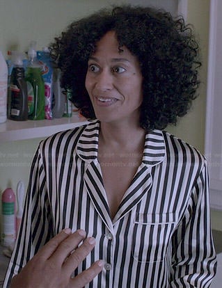 Rainbow's striped pajamas on Black-ish