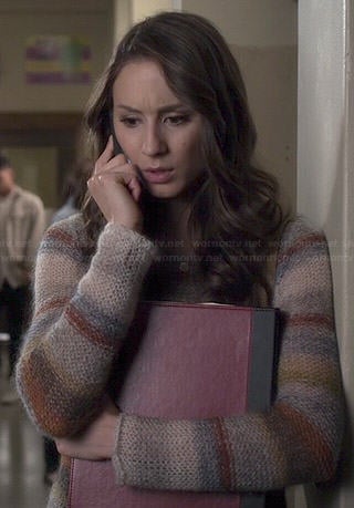 Spencer's striped knit sweater on Pretty Little Liars