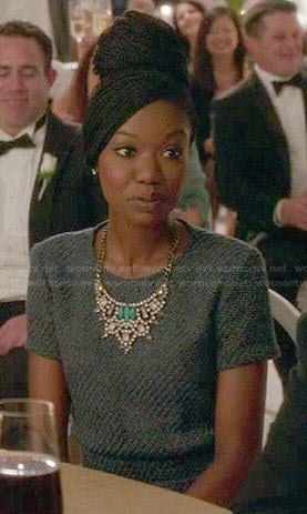 Tamra's blue short sleeve dress on The Mindy Project