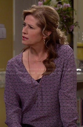 Vanessa's v-neck honeycomb print blouse on Last Man Standing