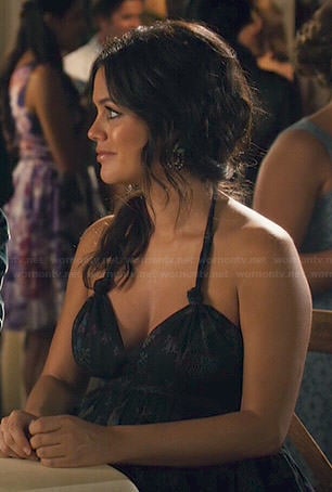 Zoe's black printed halter neck dress on Hart Of Dixie