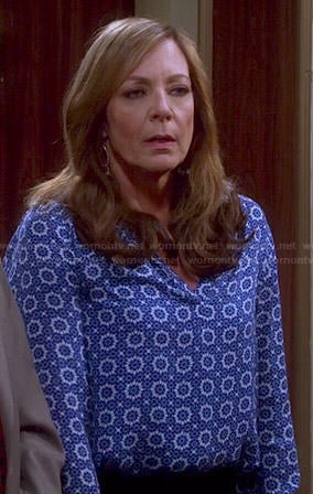 Bonnie's blue printed blouse on Mom