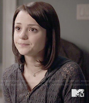 Carter's grey pointelle lace hoodie on Finding Carter