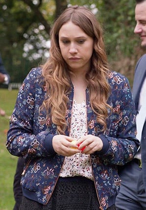 Catherine's blue floral bomber jacket on Veep