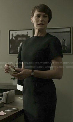 Claire's black short sleeve dress on House of Cards