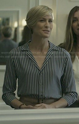 Claire's blue striped blouse on House of Cards