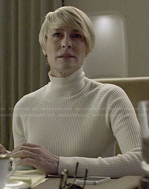 Claire's white mock neck sweater on House of Cards