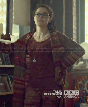 Cosima's long striped cardigan on Orphan Black