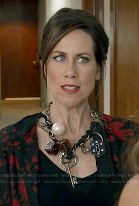 Diana's dice/lock/key/pearl charm necklace on Younger