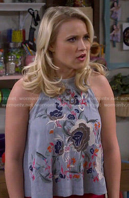 Gabi's floral embroidered top on Young and Hungry