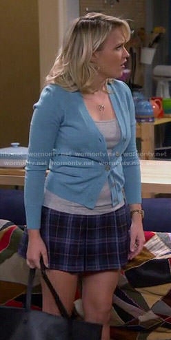 Gabi's blue cardigan and plaid skirt on Young and Hungry