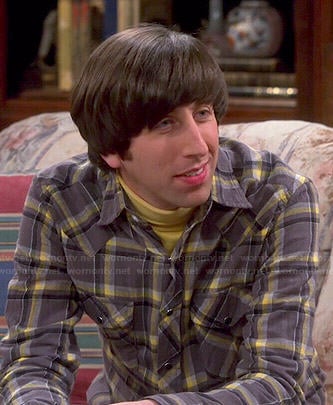 Howard's grey and yellow plaid shirt on The Big Bang Theory