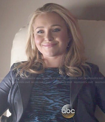 Juliette's blue zebra print top and leather jacket on Nashville