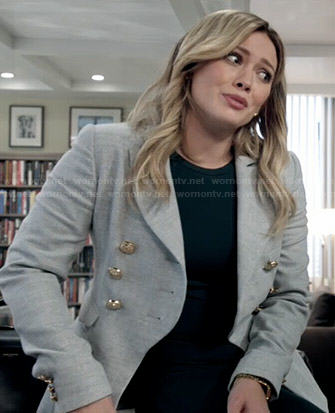 Kelsey's grey double breasted blazer on Younger