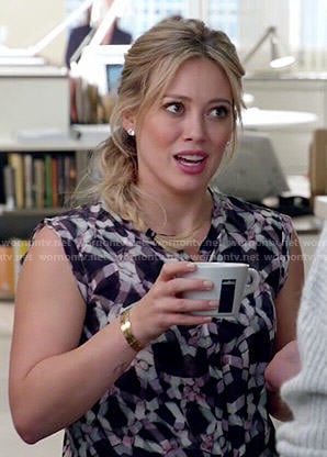 Kelsey's printed sleeveless blouse on Younger