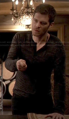 Klaus's grey marled henley tee on The Originals