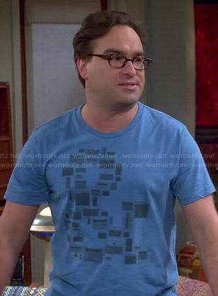 Leonard's blue ampersand tee on The Big Bang Theory
