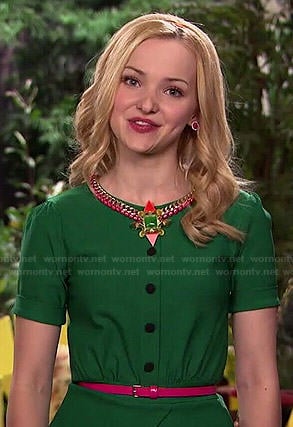 Liv's green button front top on Liv and Maddie