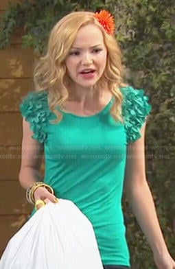 Liv's green top with ruffled sleeves on Liv and Maddie