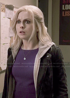 Liv's purple layered sweater and black jacket on iZombie