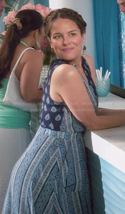 Luisa's blue mixed print dress on Jane the Virgin