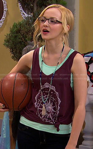 Maddie's purple sun graphic tank top on Liv and Maddie