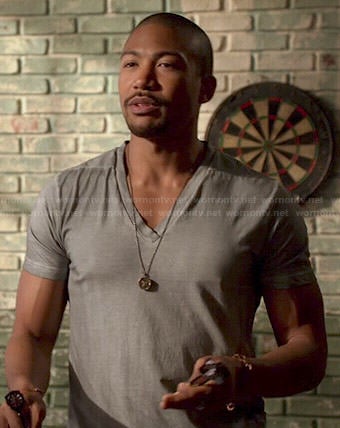 Marcel's grey v-neck tee on The Originals
