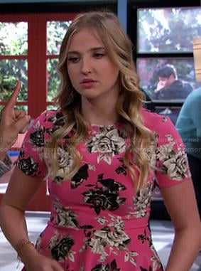 Marisa's pink rose print peplum top on KC Undercover