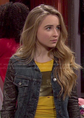 Maya's denim jacket with glitter sleeves on Girl Meets World