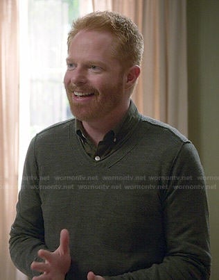 Mitchell's grey v-neck sweater on Modern Family
