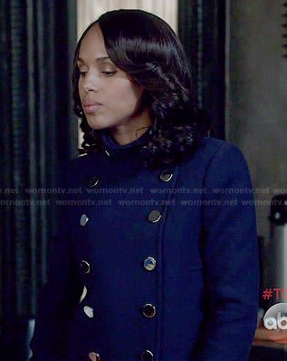 Olivia's navy blue double breasted jacket on Scandal