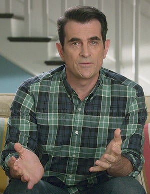 Phil's green and blue plaid shirt on Modern Family