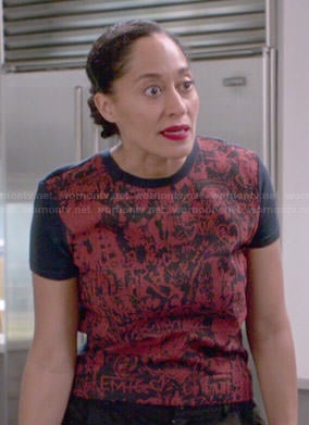 Rainbow's navy and red scribble print top on Black-ish
