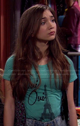 Riley's green Oui Oui tee on Girl Meets World