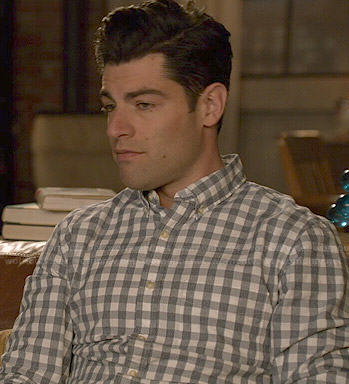 Schmidt's grey gingham checked shirt on New Girl