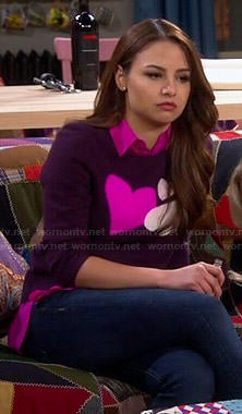 Sofia's purple heart sweater on Young and Hungry