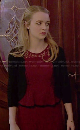 Taylor's red lace peplum dress on Finding Carter