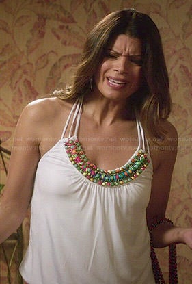 Xiomara's white beaded neck top on Jane the Virgin