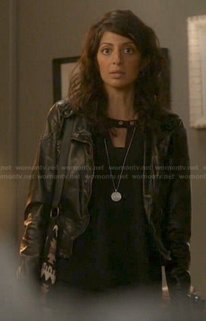 Zara's black leather jacket on Weird Loners