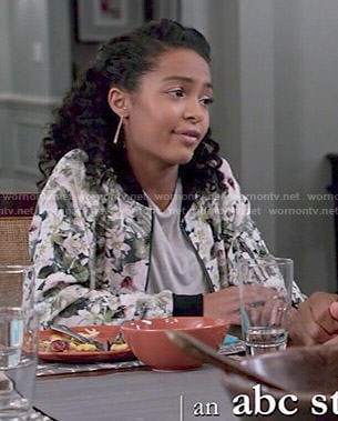 Zoey's floral bomber jacket on Black-ish