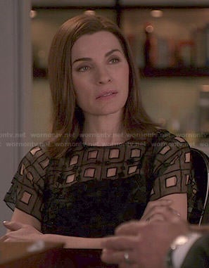 Alicia's black square-eyelet top on The Good Wife