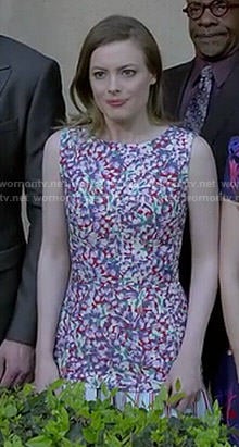 Britta's floral and stripe print drop-waist dress on Community
