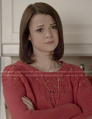 Carter's red chunky knit sweater on Finding Carter
