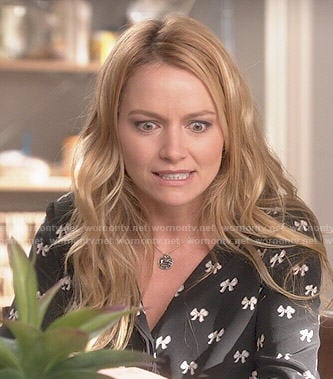 Caryn's black bow print blouse on Weird Loners