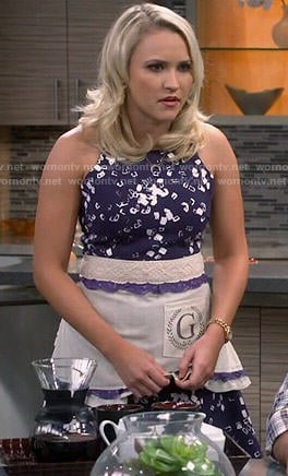 Gabi's navy blue blocks printed dress on Young and Hungry