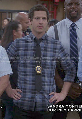 Jake's blue plaid shirt on Brooklyn Nine-Nine