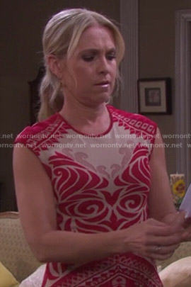 Jennifer's red and nude patterned dress on Days of our Lives