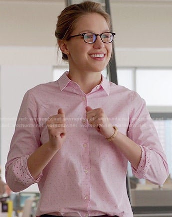 Kara's pink pin dot shirt on Supergirl