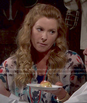 Kelly's floral blouse on The Young and the Restless